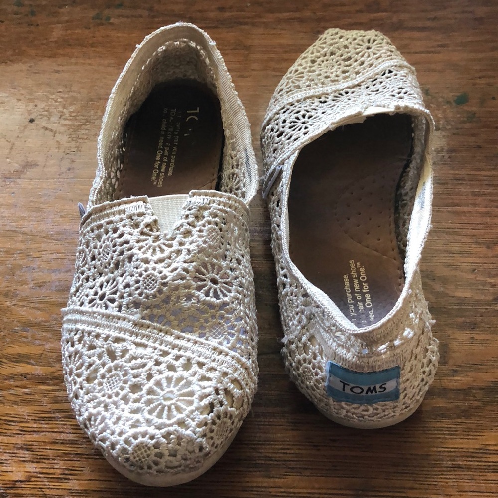 Toms Ivory Crochet Shoe